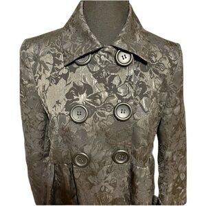 Simply Vera Vera Wang Elegant Double-breasted Gray Floral Jacket NWOT